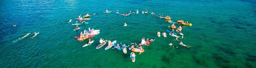 Environmentally aware citizens join the paddle out in support of Sydney’s Marine Park and restoring all NSW’s Marine Sanctuaries