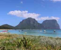 View across the lagoon to Gower diving Lord Howe Island NSW Australia by Diveplanit