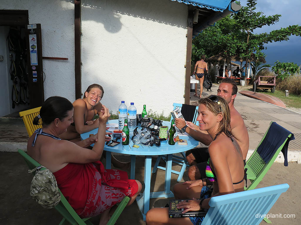 Relaxing with 7Seas after the dive at Gili Air diving The Gilis. Scuba dive holiday travel planning tips for The Gilis Indonesia - where, when, who and how