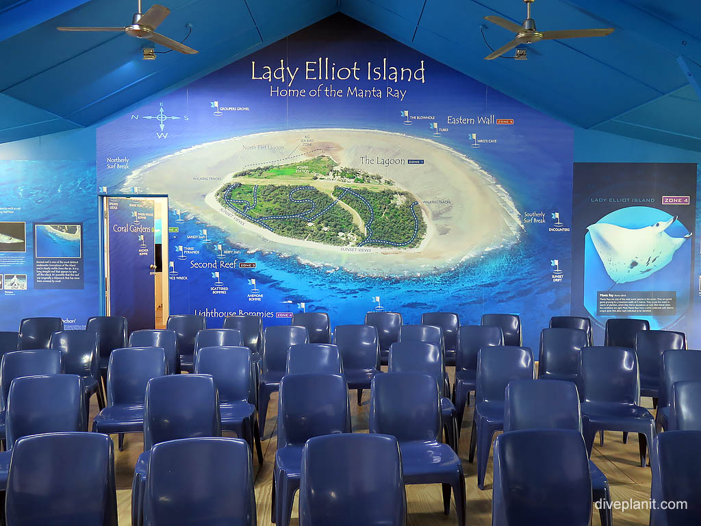 Reef Education Centre at LEI diving Lady Elliot Island. Scuba holiday travel planning for Lady Elliot Island - where, who and how