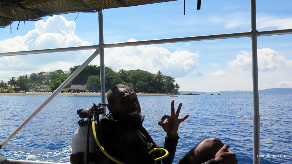 Not exactly a big commute diving Bonzer Wreck at Hideaway Island Resort Port vila diving Vanuatu by Diveplanit