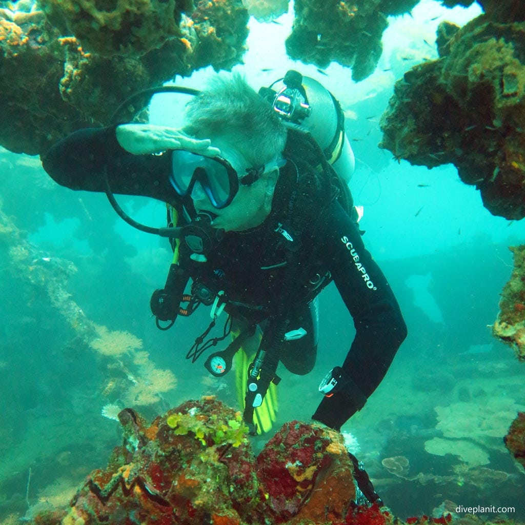 Simon on the bridge at Kyokuzan Maru diving Busuanga Palawan in the Philippines by Diveplanit