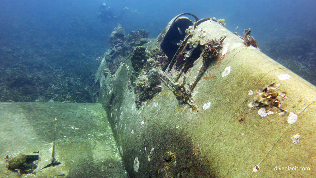 Fuselage to cockpit at Hellcat Wreck diving Gizo in the Gizo by Diveplanit