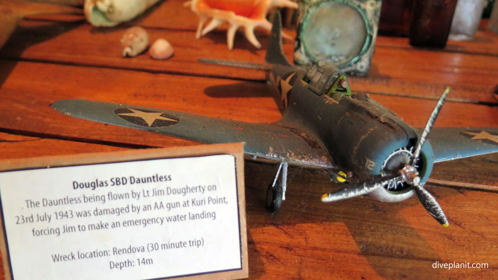 Model of the Dauntless at Dive Munda Shop diving Munda in the Solomon Islands by Diveplanit