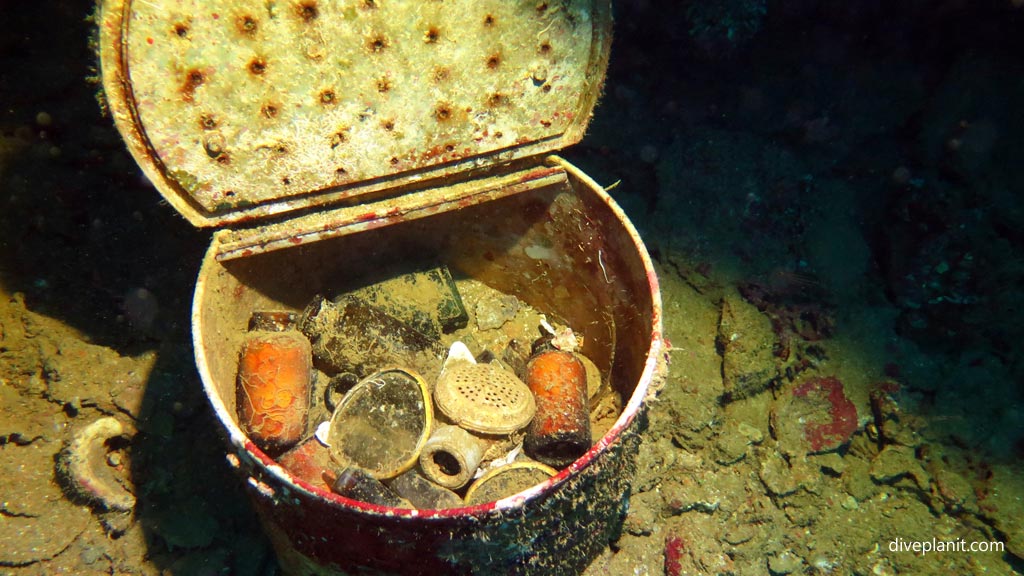 Artifacts collected for divers at Toa Maru Gizo diving Solomon Islands by Diveplanit