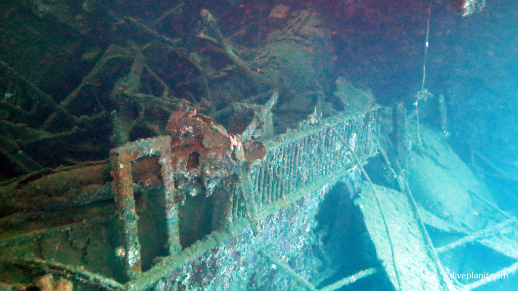 Jumble of wreckage inside the stern hold at Toa Maru diving Gizo in the Solomon Islands by Diveplanit