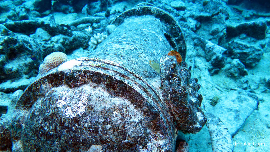 Piston end or boiler at Mataora Wreck diving Rarotonga in the Cook Islands by Diveplanit