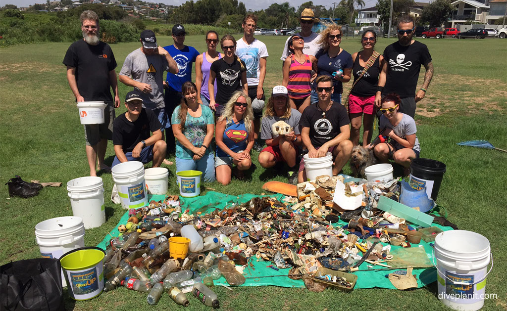 Northern Beaches Clean Up Crew with a haul of plastic pollution from Curl Curl Lagoon
