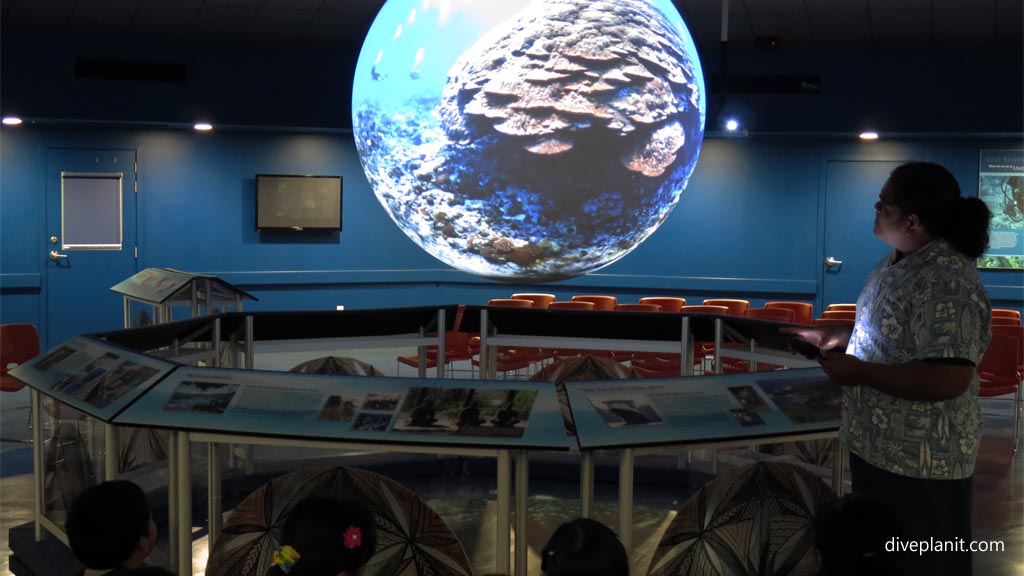 Giant coral at the Science on a Sphere in The Ocean Center American Samoa by Diveplanit