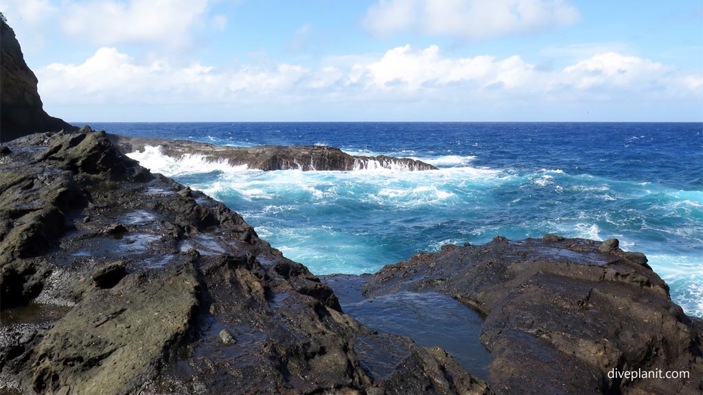 Rugged coastline at the Blow Hole in Aunuu American Samoa by Diveplanit