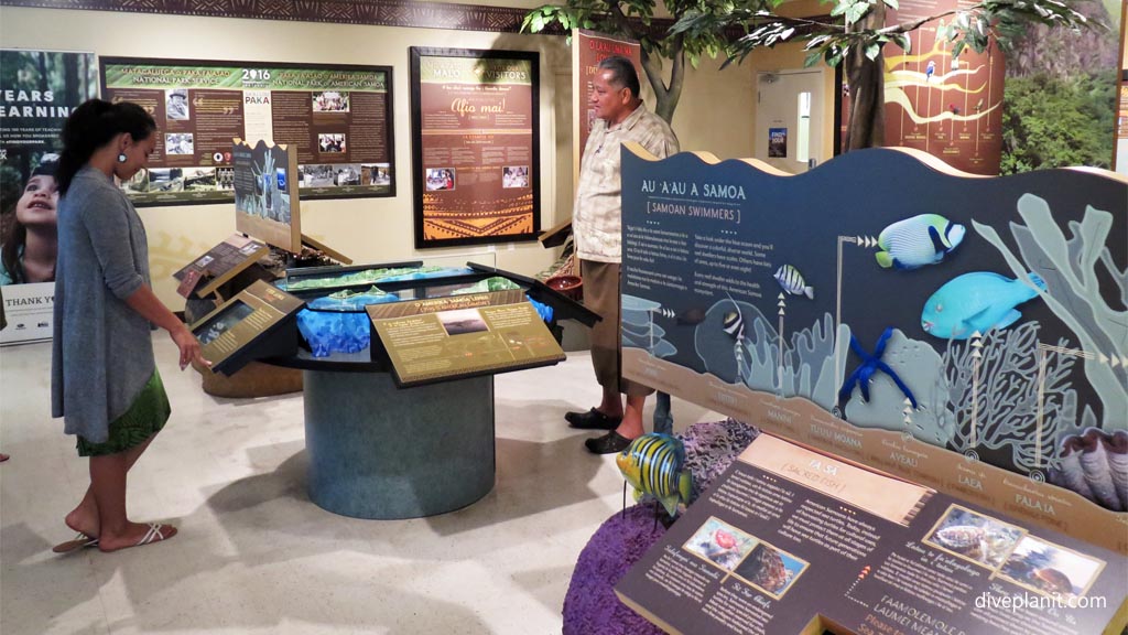 Variety of interesting exhibits at the National Park Visitor Center in town American Samoa by Diveplanit