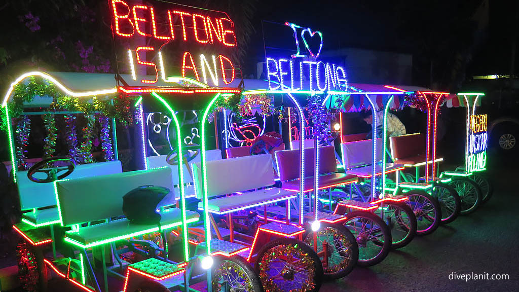 Neon lit 4-wheel bikes diving Belitung Island Bangka Belitung Islands Indonesia by Diveplanit