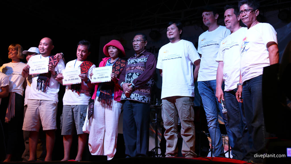 Underwater comp prize winners at Maumere Bay Festival Awards Ceremony at Maumere Indonesia by Diveplanit