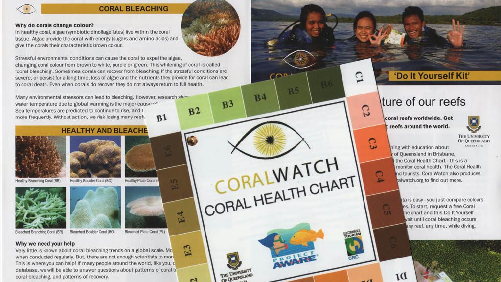 CoralWatch is a citizen science initiative using a simple colour-coded chart to help users survey coral reefs and detect coral beaching in its early stages