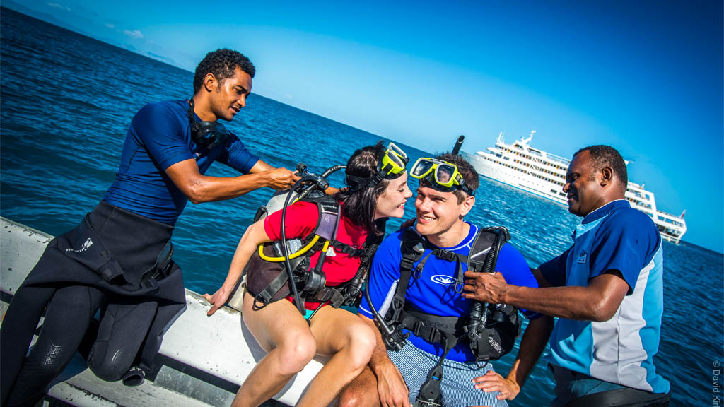 Fiji dive specials with Captain Cook Cruises 4-night Northern Yasawa & Tivua Island cruise & dive package aboard small ship cruise vessel MV Reef Endeavour