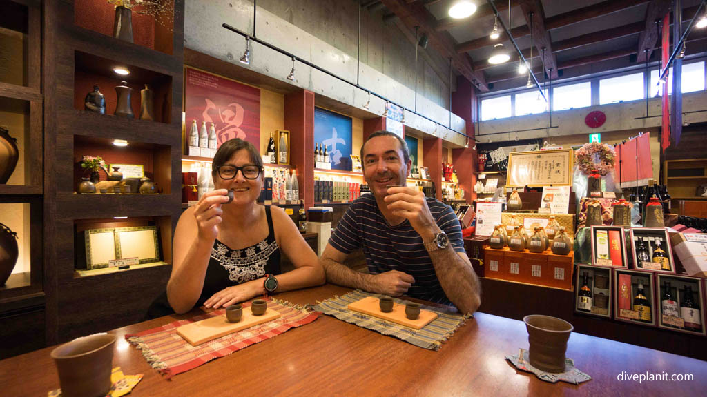 Enjoying sake at Naha Diving Okinawa Japan by Diveplanit