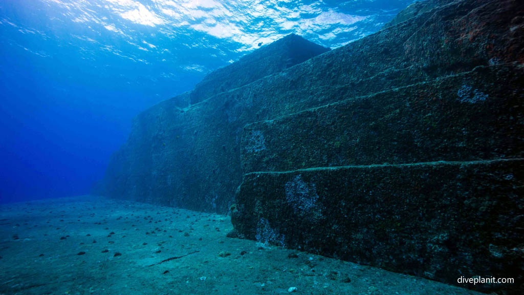 Steps in the ruins at Monument with Sou-Wes Diving diving Yonaguni Okinawa Japan by Diveplanit