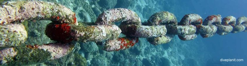 Chains anchoring the fuel buoy at fuel buoy diving christmas island