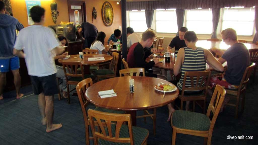 Breakfast in the ocean quest dining room at the great barrier reef aboard the ocean quest diving the great barrier reef