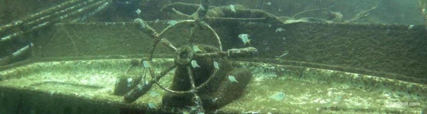 Wheel of the second wreck at cabbage tree island diving nelson bay banner