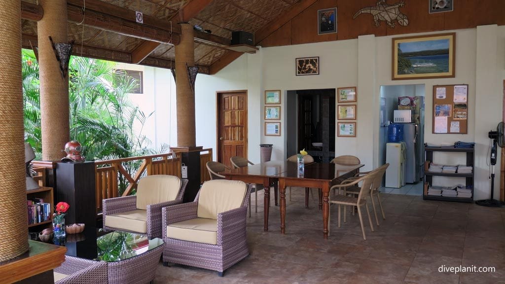 0109 Communal area at Magic Island Resort diving Moalboal Cebu Philippines DPI 0109