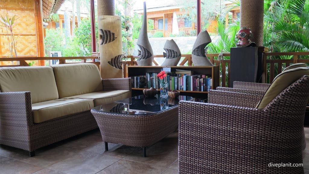 0110 Lounge and library at Magic Island Resort diving Moalboal Cebu Philippines DPI 0110
