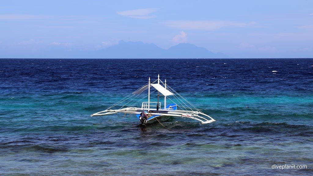 1446 Magic Oceans boat with Volcano at Magic Oceans Resort diving Anda Bohol Philippines DPI 1446