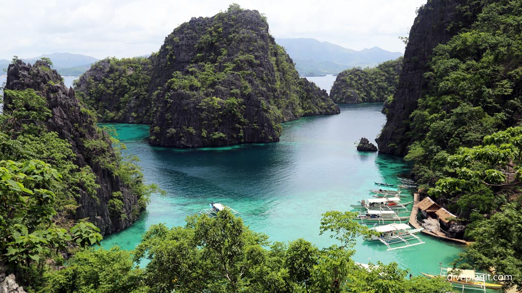 View over coron bay at kayangan lake diving coron palawan philippines