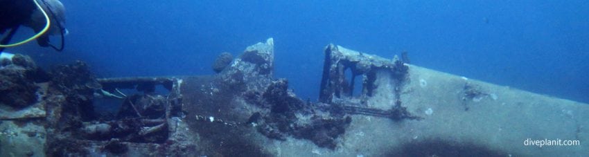 Cockpit from the port wing at hellcat wreck gizo diving solomon islands banner
