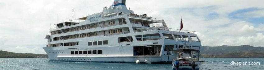 Ship reef endeavour from the water diving fiji ship banner