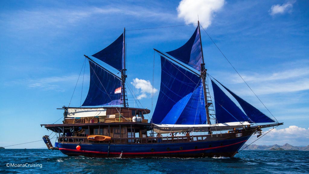 Moana in full sail diving Indonesia in particular the Komodo National Park Indonesia Credit Moana