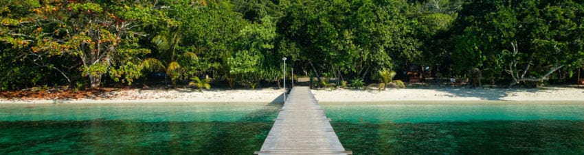 Biodiversity eco resort gam island raja ampat indonesia jetty banner