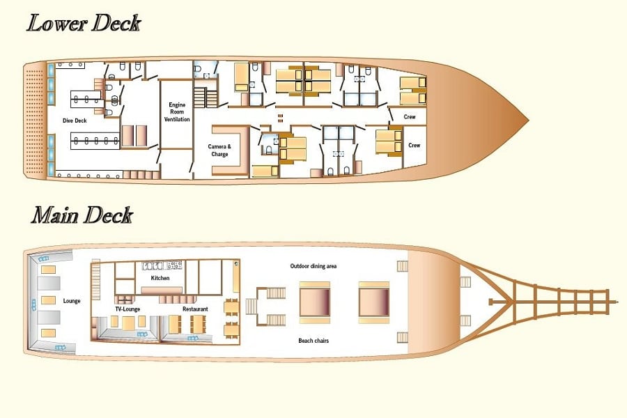 Amira liveaboard komodo raja ampat indonesia lower deck layout