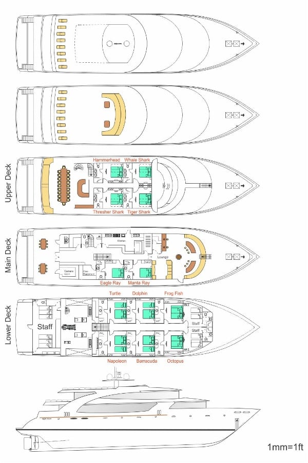 Carpe Novo Liveaboard, luxury liveaboard diving in the Maldives-floor-plan