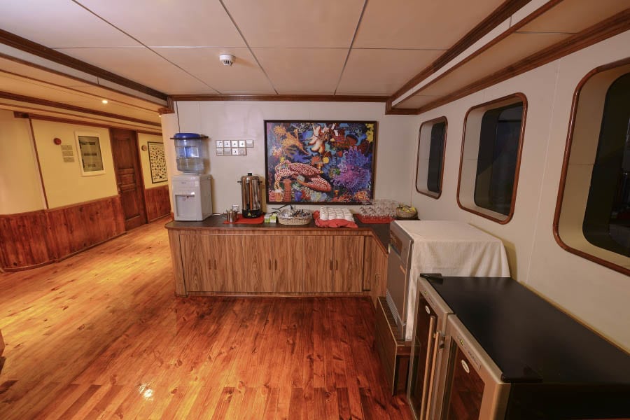 Carpe Diem liveaboard is a modern diving vessel in the Maldives-coffee-station-main-deck