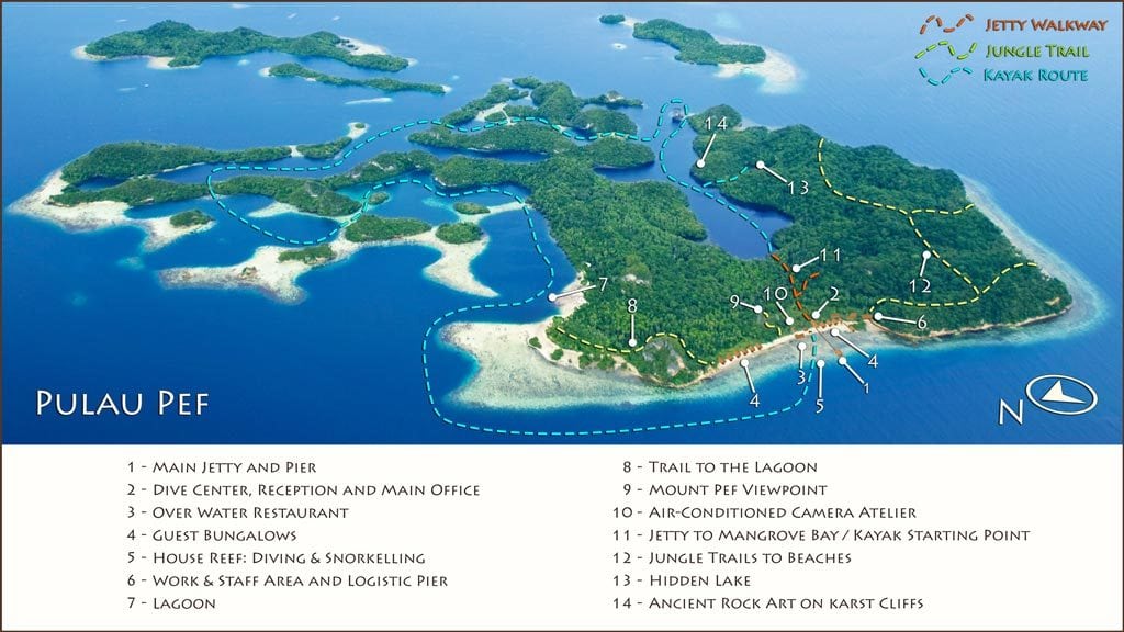 11-Raja 4 Divers Pulau Pef Raja Ampat Indonesia Map-Pulau-Pef