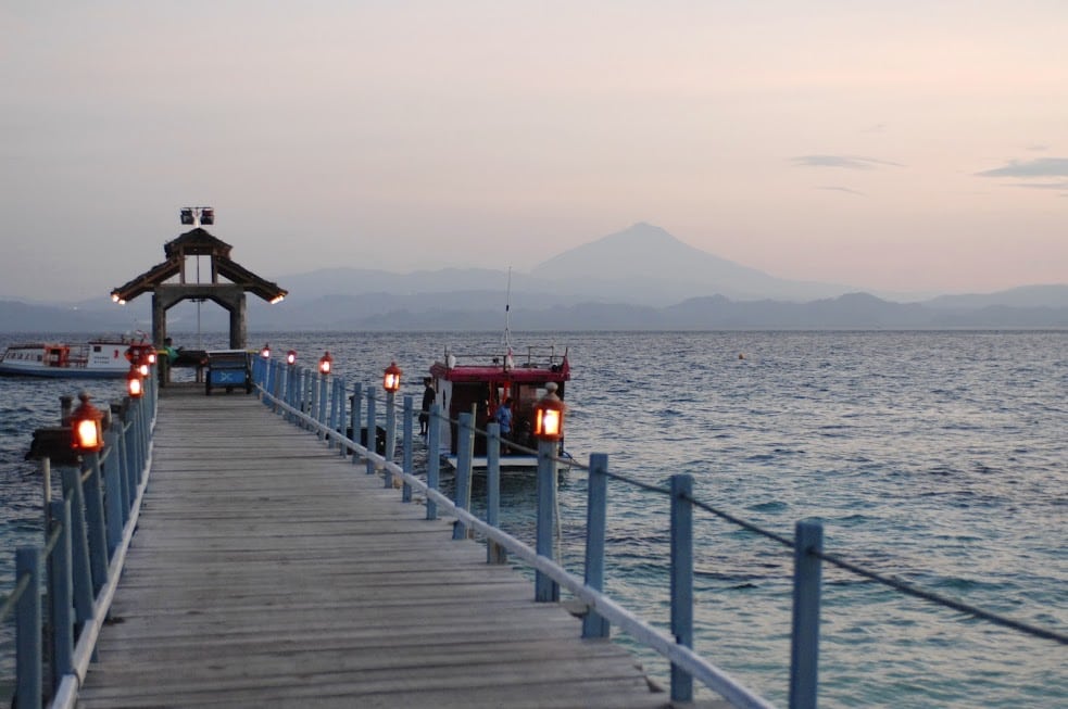 Gangga island resort north sulawesi indonesia jetty at sunset