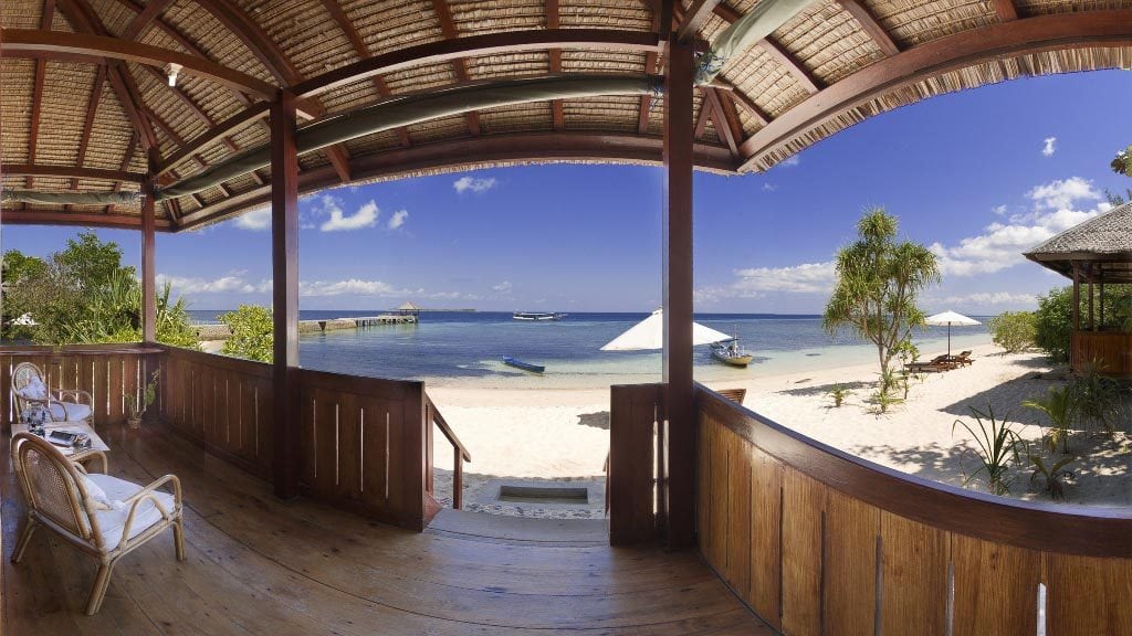 Wakatobi dive resort central sulawesi indonesia looking out ocean bungalow
