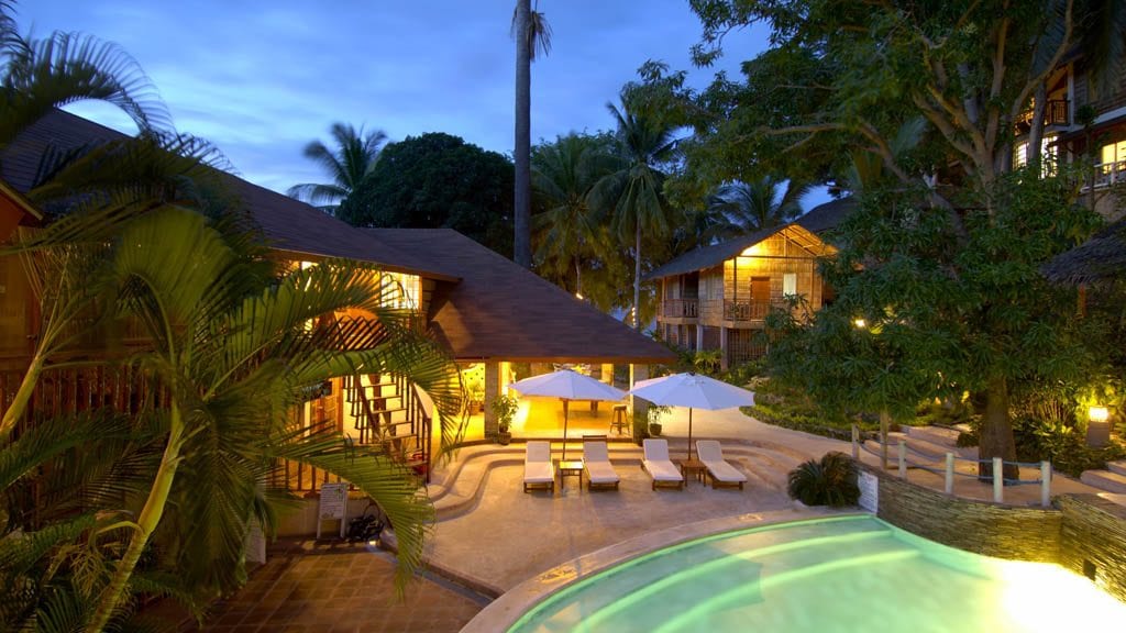 Asia divers at el galleon resort puerto galera mindoro philippines poolside evening