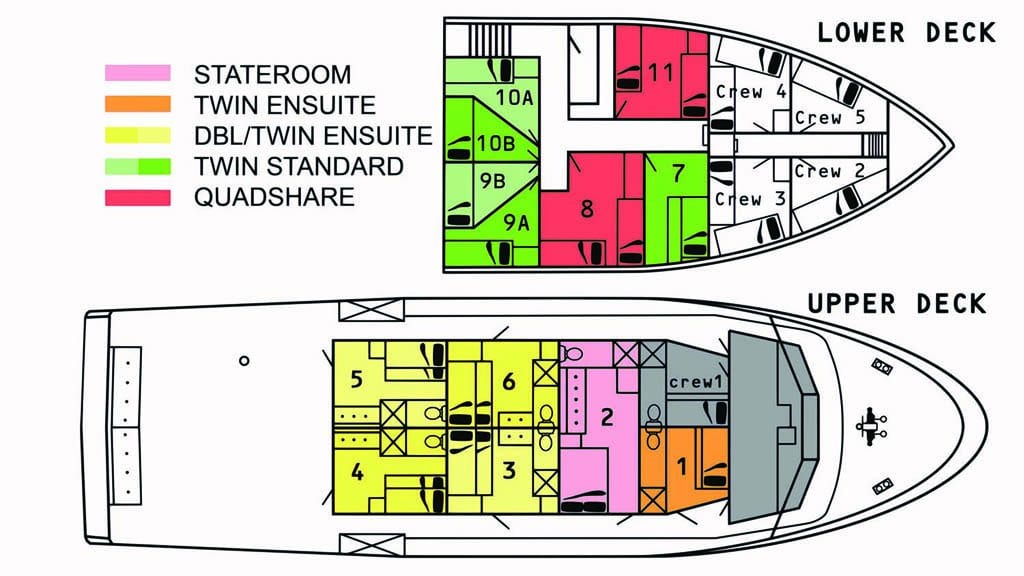 Solomons PNG Master Liveaboard, Solomon Islands & PNG-cabin-layout