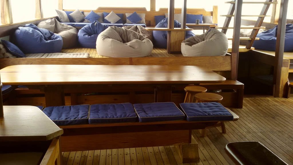 Teman liveaboard is a beautiful traditional two masted Phinisi sailing boat-Komodo-Raja-Ampat-Indonesia-lounge