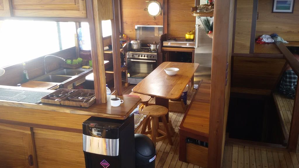 Teman liveaboard is a beautiful traditional two masted Phinisi sailing boat-Komodo-Raja-Ampat-Indonesia-kitchen