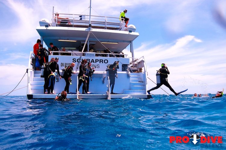 3 Pro Dive Cairns Liveaboard Scubapro Liveaboards Great Barrier Reef giant stride