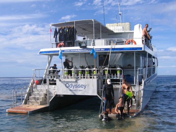 The odyssey liveaboard rowley shoals australia rear stairs