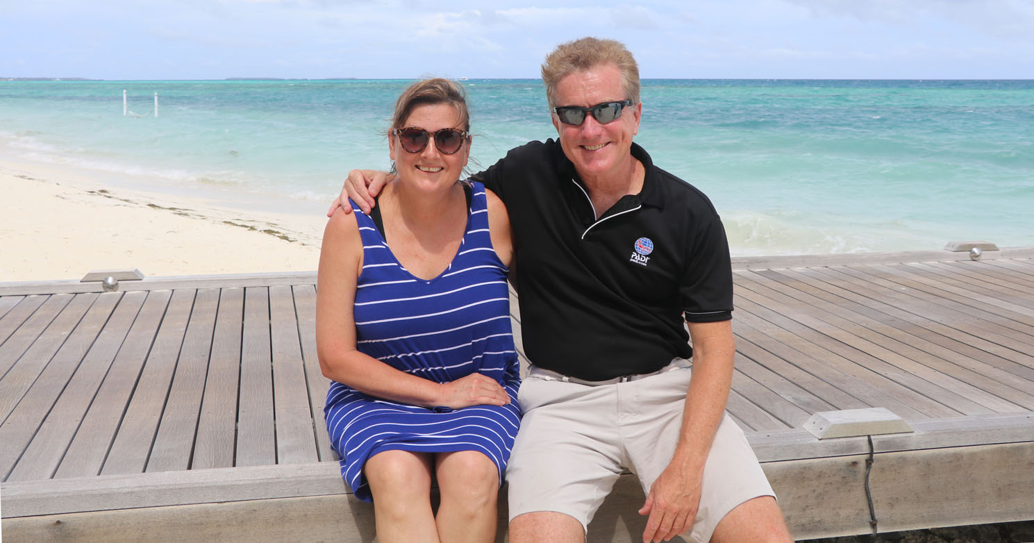 Maldives underwater festival drew richardson and deb Deborah Dickson-Smith and dive buddy Dr Drew Richardson, CEO and President, PADI Dive Worldwide and Founder of Project Aware.