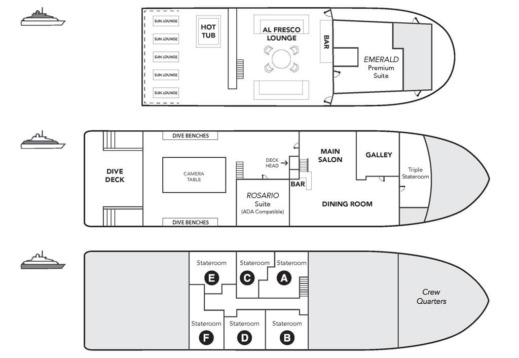 Nautilus Under Sea liveaboard Socorro & Guadalupe Islands Mexico-deckplan
