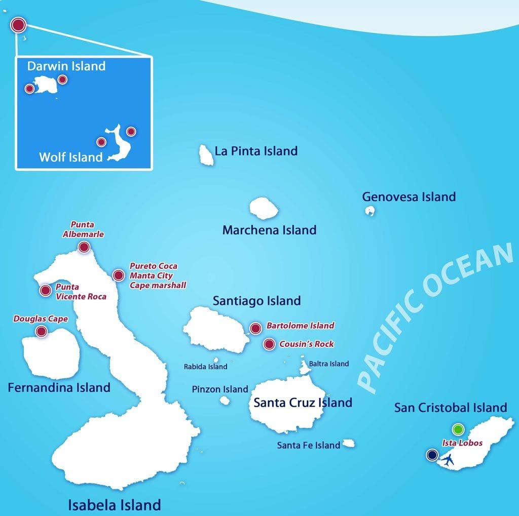 Galapagos Master Liveaboard Diving Galapagos Wolf & Darwin-route map
