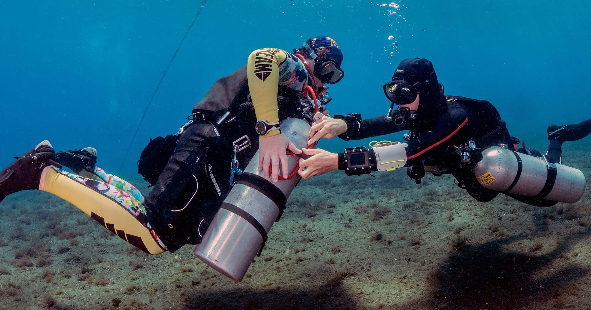 Tech diving introduction instructor Yvonne Press with diver credit Jon Piepkorn