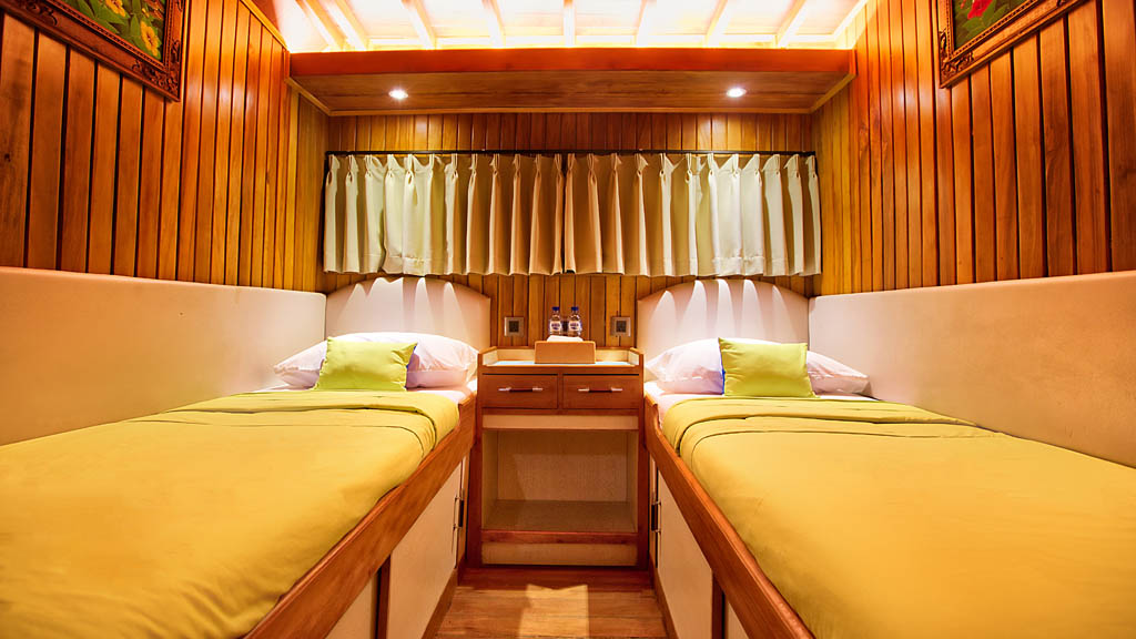 Raja ampat explorer liveaboard | twin beds - equipped with individual air-conditioning and a private bathroom