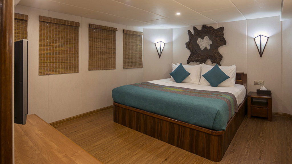 Sun Suite has a king size bed, a wide flat screen TV and ample closet storage space